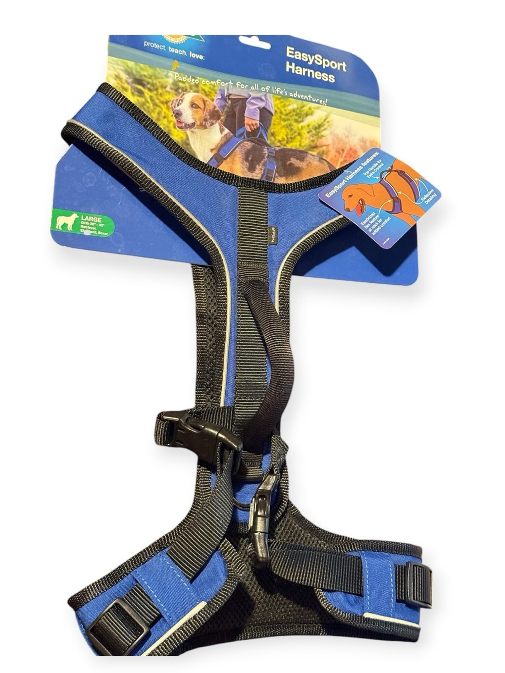 PetSafe EasySport Soft/Vest Dog Harness Large Blue/Black Nylon Padded Adjustable